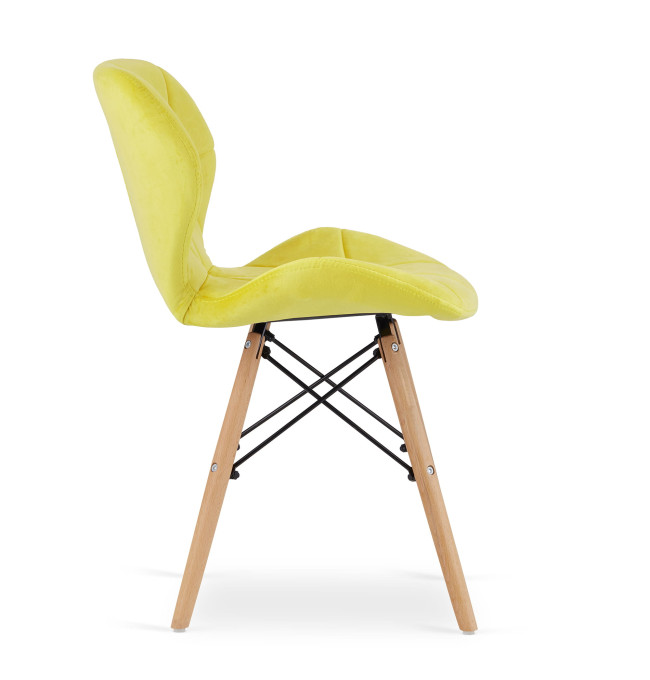 Set štyroch jedálenských stoličiek LAGO žlté (hnedé nohy) 4ks