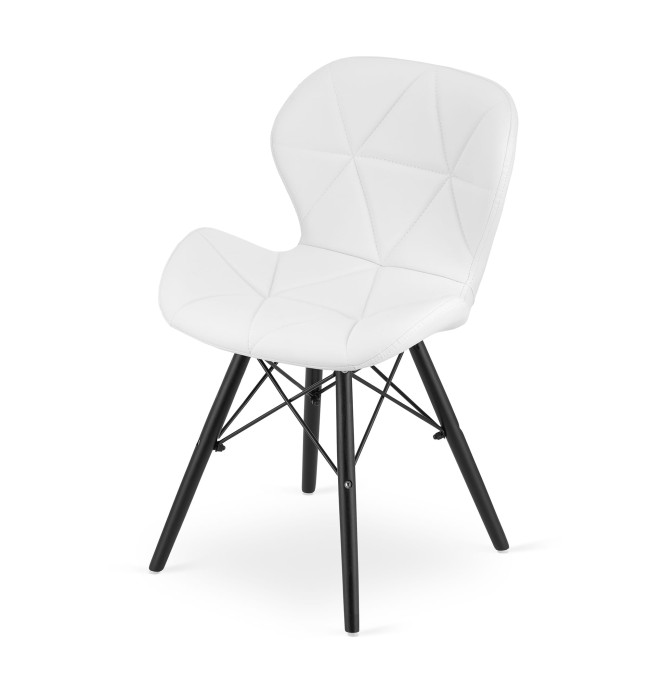 Set tří jídelních židle LAGO ekokůže bílé (černé nohy) (3ks)
