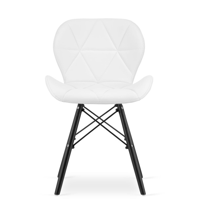 Set tří jídelních židle LAGO ekokůže bílé (černé nohy) (3ks)