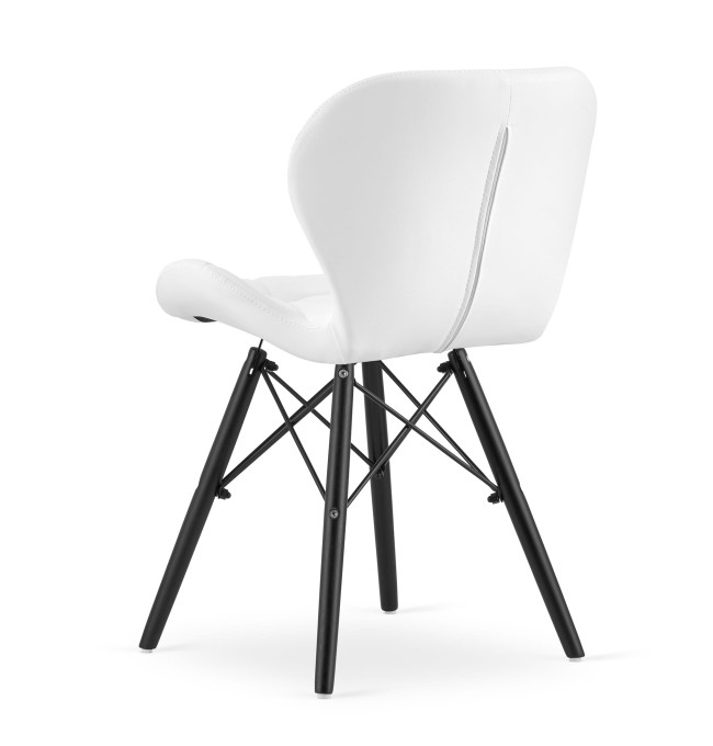 Set tří jídelních židle LAGO ekokůže bílé (černé nohy) (3ks)