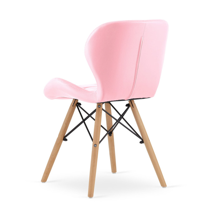 Jídelní židle LAGO ekokůže růžová (hnědé nohy)