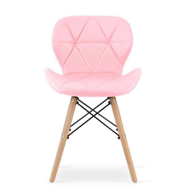 Set tří jídelních židlí LAGO ekokůže - růžová (hnědé nohy) 3ks