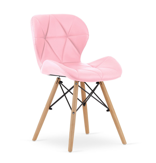Set tří jídelních židlí LAGO ekokůže - růžová (hnědé nohy) 3ks