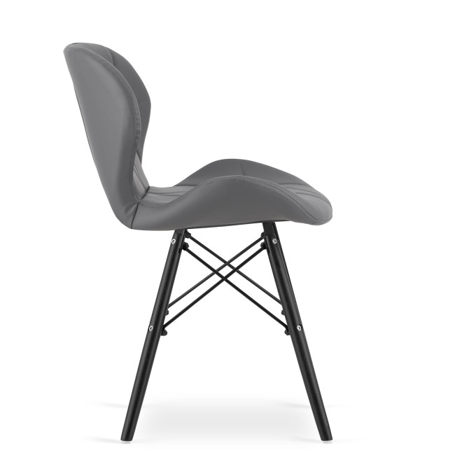 Set dvou jídelních židlí LAGO ekokůže šedé (černé nohy) 2ks
