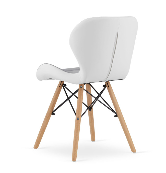 Set tří jídelních židlí LAGO ekokůže - šedá/bílá (hnědé nohy) 3ks