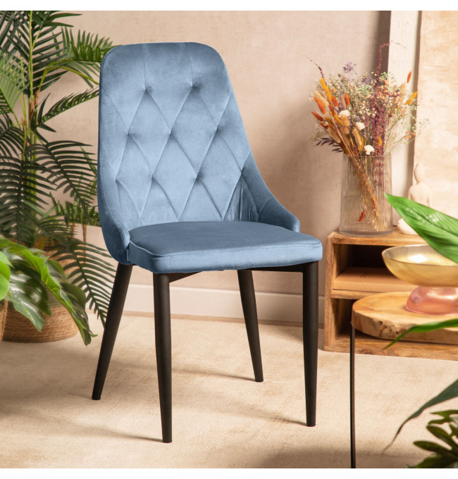 Jídelní židle LOUIS QUILTER sametová modrá 849003