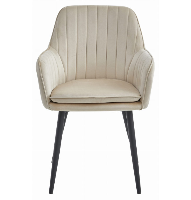 Jídelní židle LUGO sametová béžová (černé nohy)