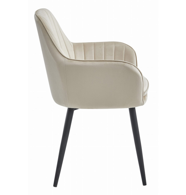 Set dvou jídelních židlí LUGO sametové béžové (černé nohy) 2ks