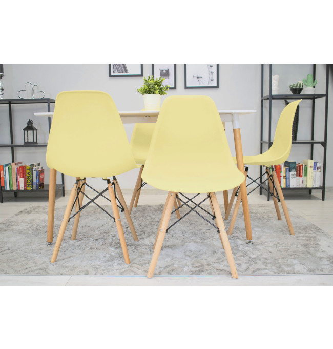 Set jídelních stoliček OSAKA krémové (hnědé nohy) 4ks