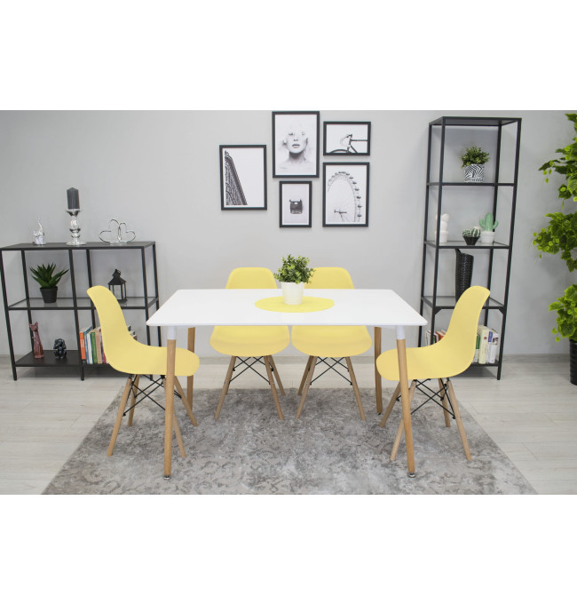 Set jídelních stoliček OSAKA krémové (hnědé nohy) 4ks