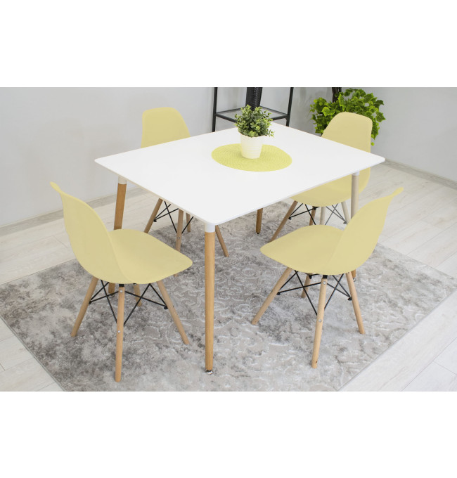 Set jídelních stoliček OSAKA krémové (hnědé nohy) 4ks