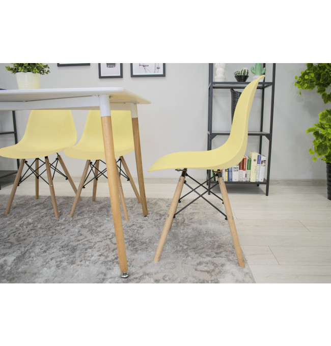 Set jídelních stoliček OSAKA krémové (hnědé nohy) 4ks