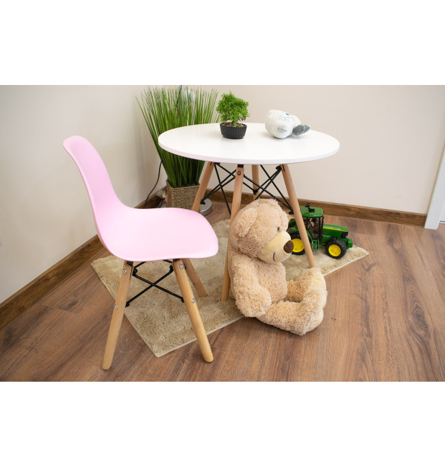 Set dvou jídelních židlí ZUBI růžové (hnědé nohy) 2ks