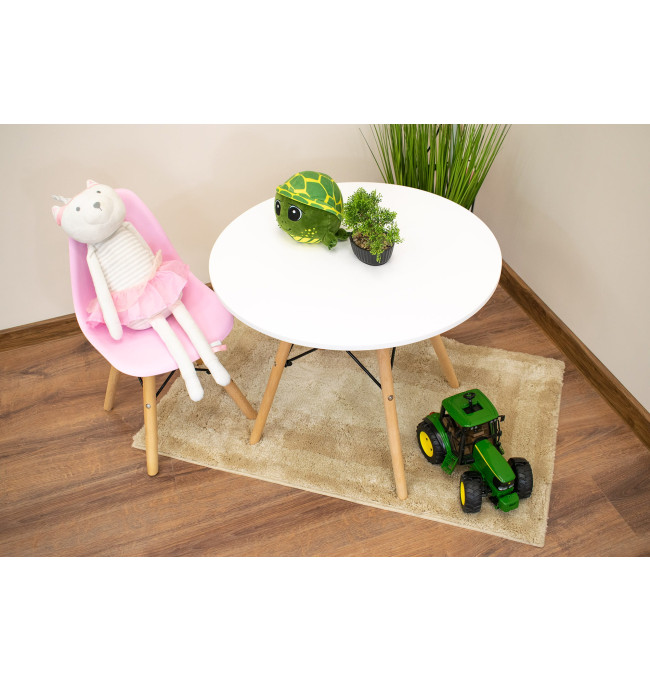 Set tří jídelních židlí ZUBI růžové (hnědé nohy) 3ks