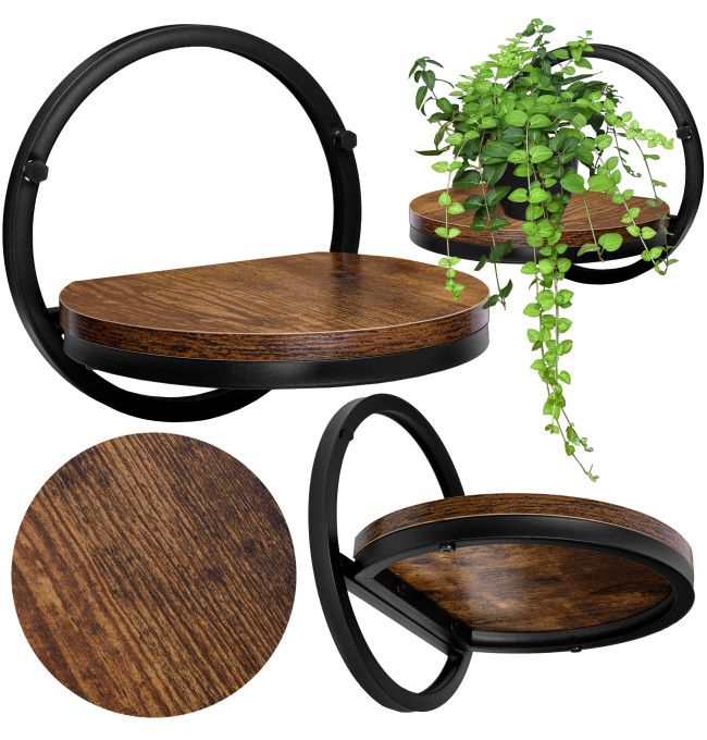 Nástěnný stojan na květiny EBRO RUSTIC LOFT hnědý