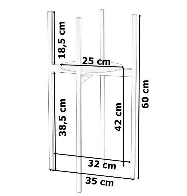 Stojan na květiny TORRE černý 60 cm