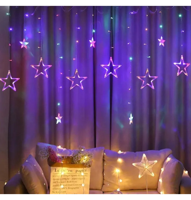 LED závěs CD002-138 barevné hvězdy, s dálkovým ovládáním