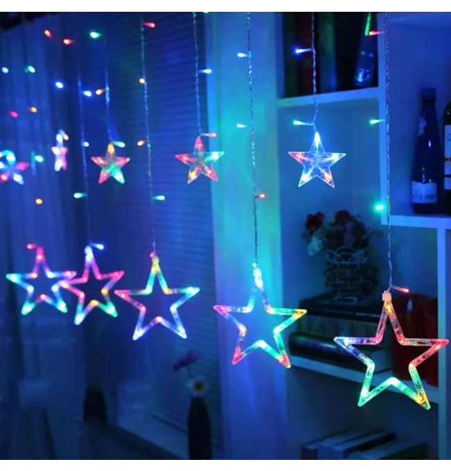 LED závěs CD002-138 barevné hvězdy, s dálkovým ovládáním