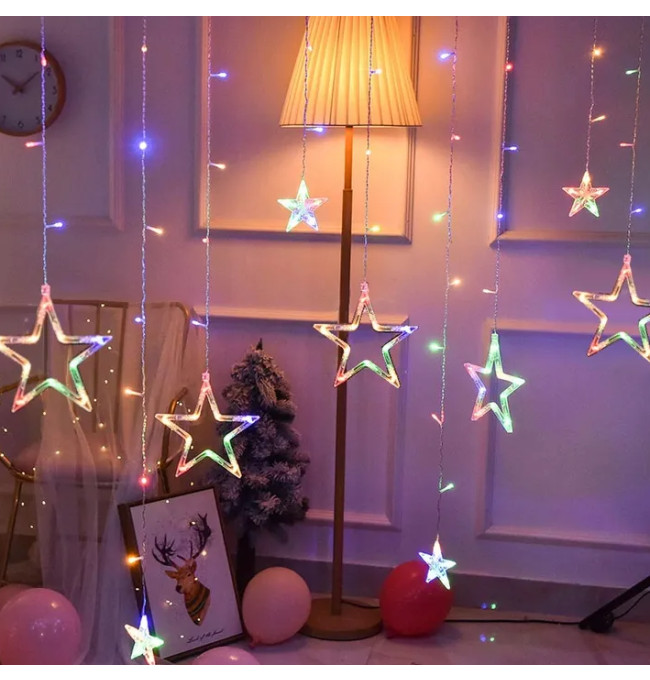 LED závěs CD002-138 barevné hvězdy, s dálkovým ovládáním
