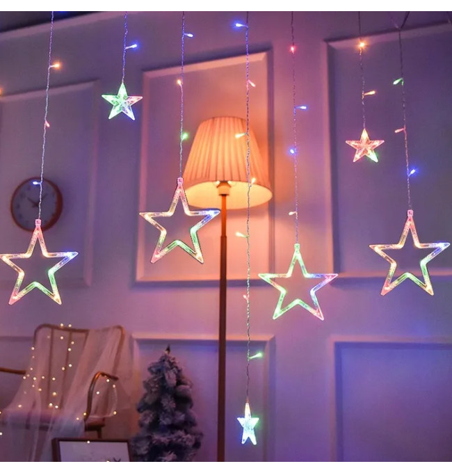 LED závěs CD002-138 barevné hvězdy, s dálkovým ovládáním