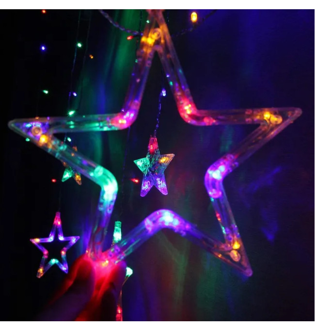 LED závěs CD002-138 barevné hvězdy, s dálkovým ovládáním