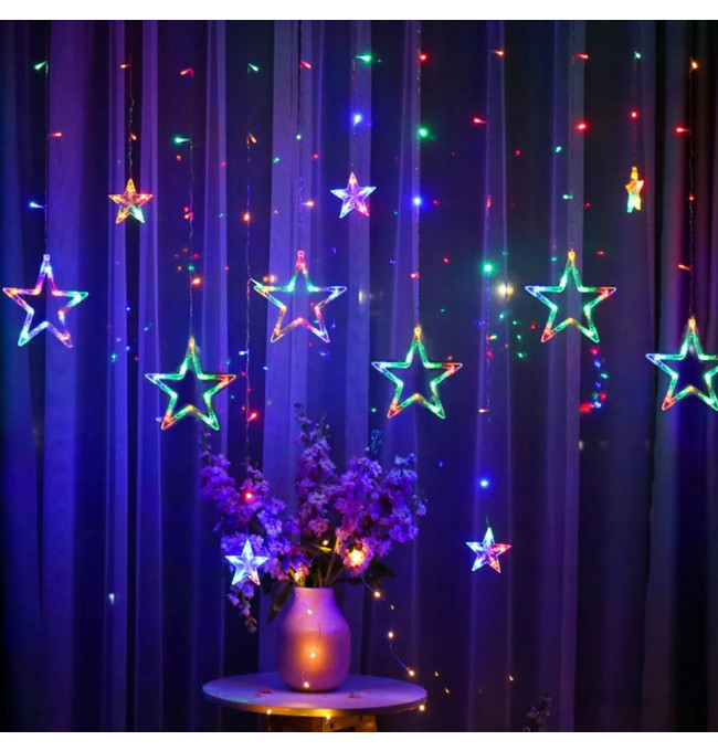 LED závěs CD002-138 barevné hvězdy, s dálkovým ovládáním