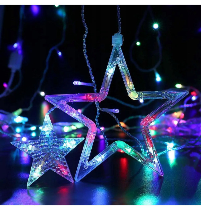 LED závěs CD002-138 barevné hvězdy, s dálkovým ovládáním