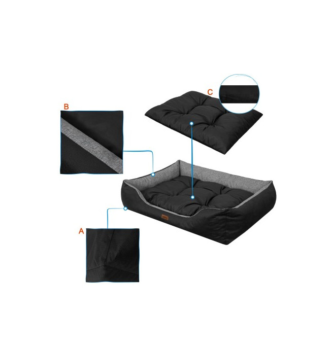 Pelíšek PUFFY R2 EKOSIDE grafitová / černá matrace, ekolen