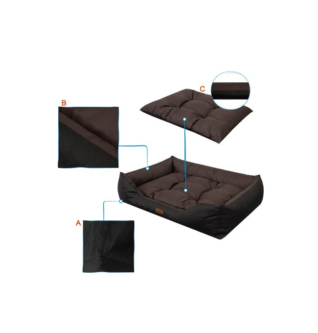 Pelíšek PUFFY R3 hnědý / černý, oxford