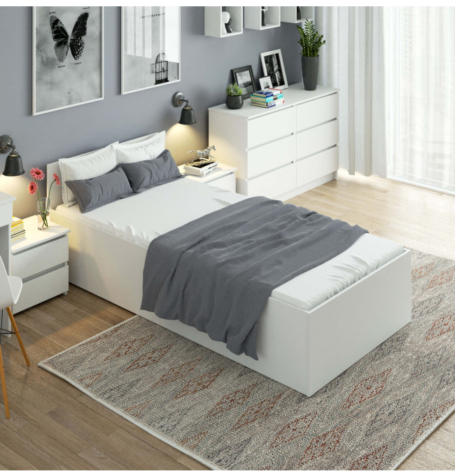 Jednolůžková postel s roštem a matrací 90x200 cm, bílá