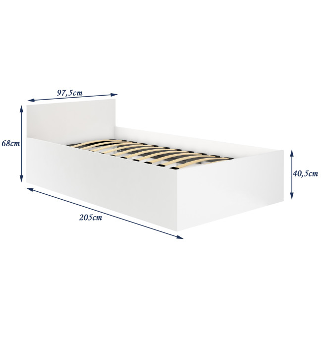 Jednolůžková postel s roštem a matrací 90x200 cm, bílá