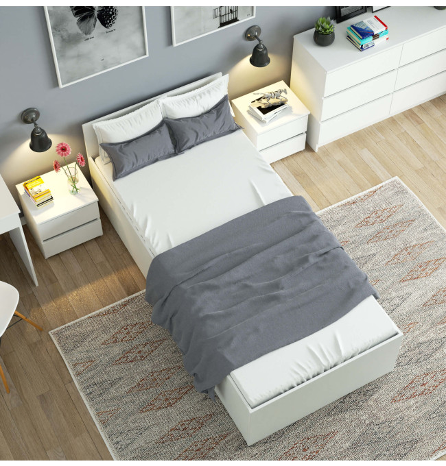 Jednolůžková postel s roštem a matrací 90x200 cm, bílá