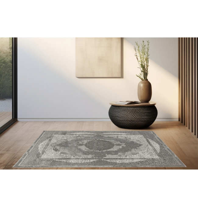 Koberec Allora Plus B826A ornament, šedý / stříbrný