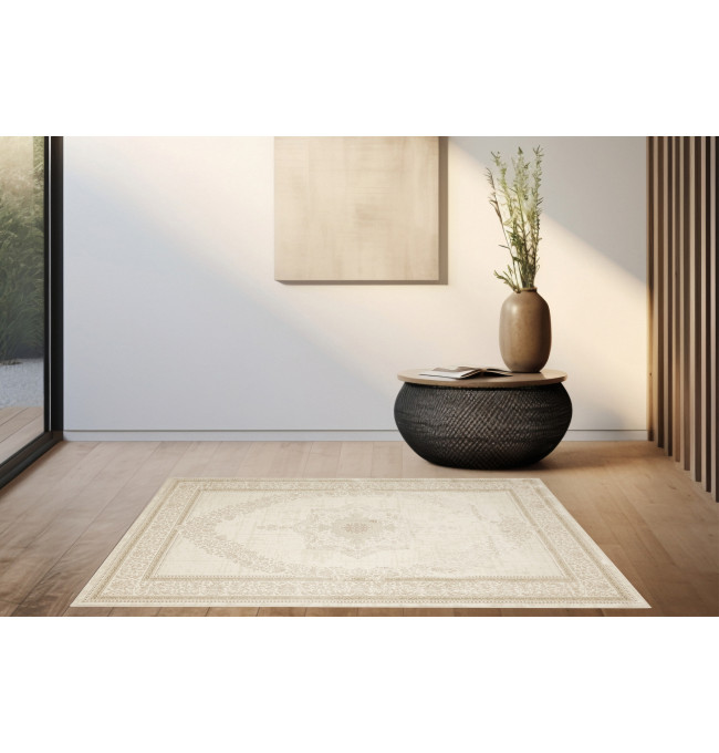 Koberec Allora Plus F344A Ornament, krémový / stříbrný