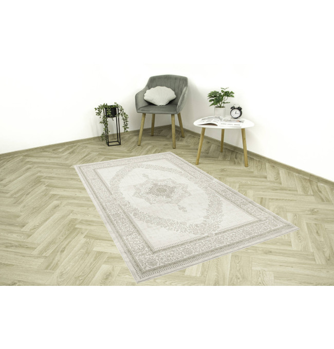 Koberec Allora Plus F344A Ornament, krémový / stříbrný