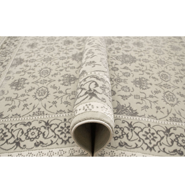 Koberec Allora Plus F346A ornament / rám, stříbrný / šedý