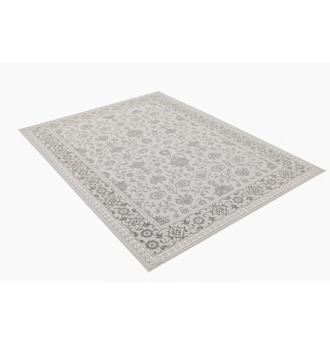 Koberec Allora Plus F346A ornament / rám, stříbrný / šedý