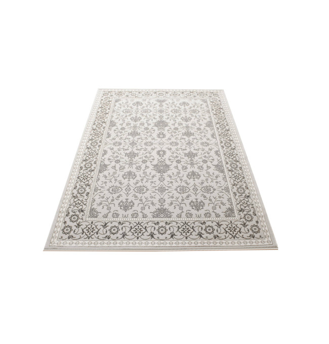 Koberec Allora Plus F346A ornament / rám, stříbrný / šedý