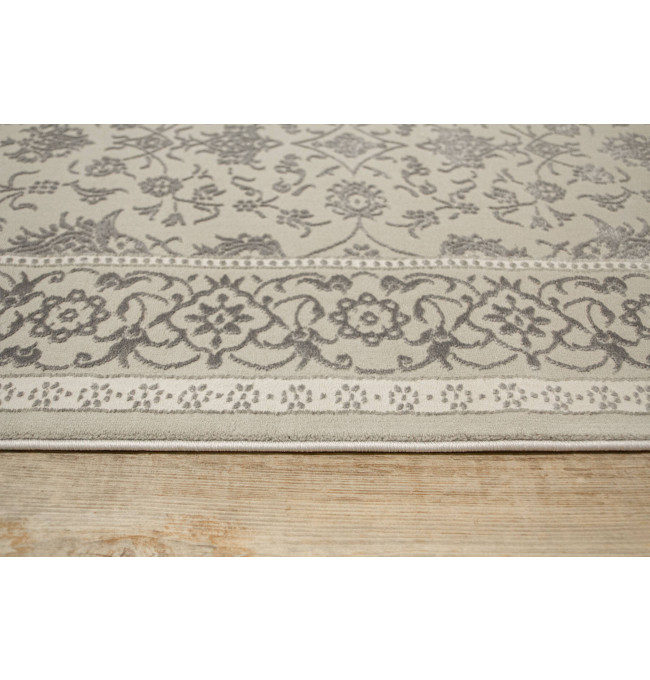 Koberec Allora Plus F346A ornament / rám, stříbrný / šedý