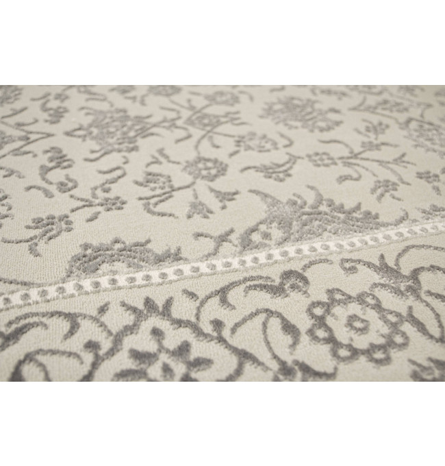 Koberec Allora Plus F346A ornament / rám, stříbrný / šedý