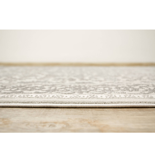 Koberec Allora Plus F346A ornament / rám, stříbrný / šedý