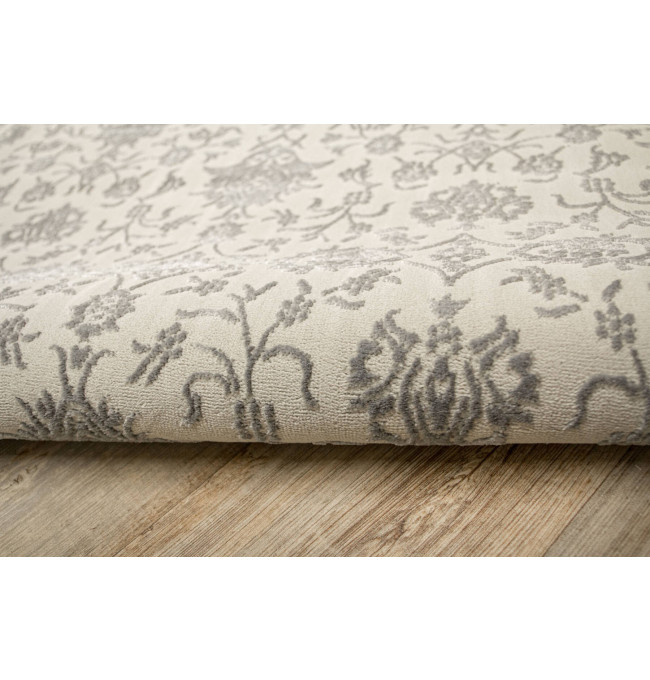 Koberec Allora Plus F346A ornament / rám, stříbrný / šedý