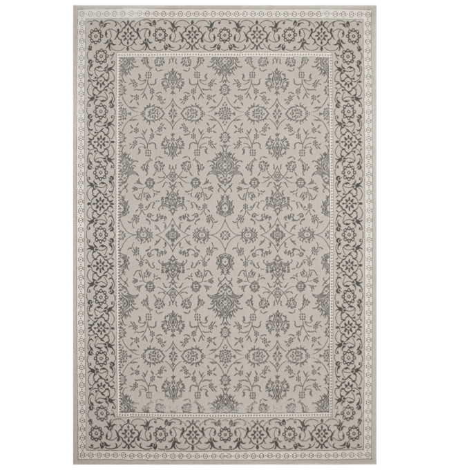 Koberec Allora Plus F346A ornament / rám, stříbrný / šedý