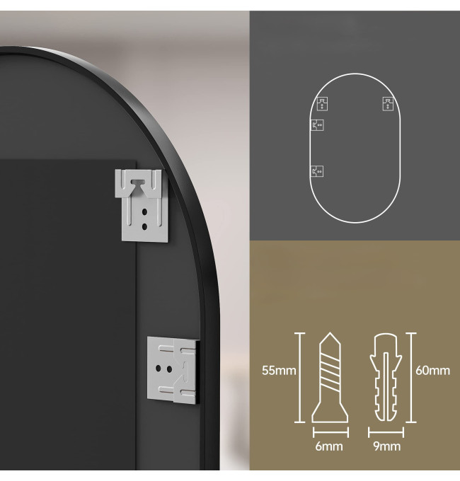 Oválné zrcadlo černé 80 cm