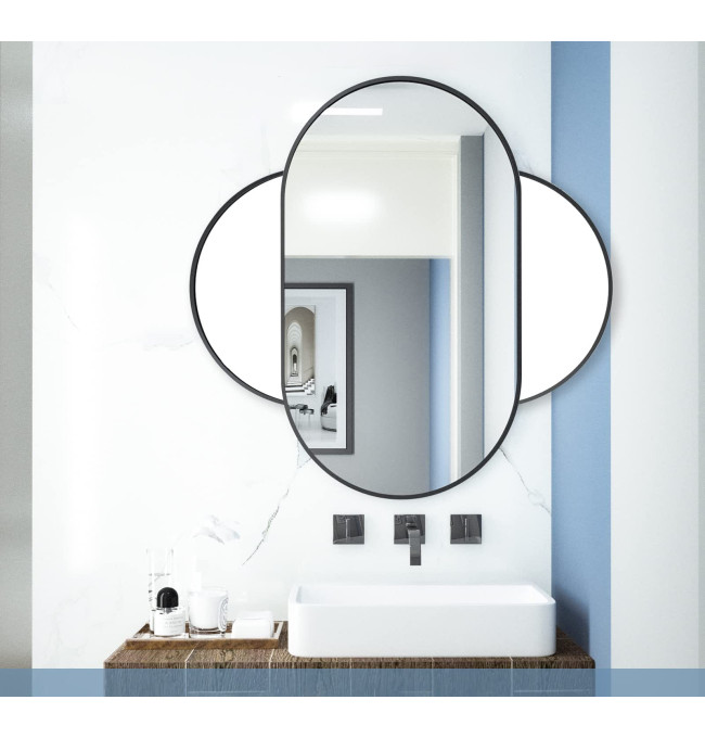 Oválné zrcadlo černé 80 cm