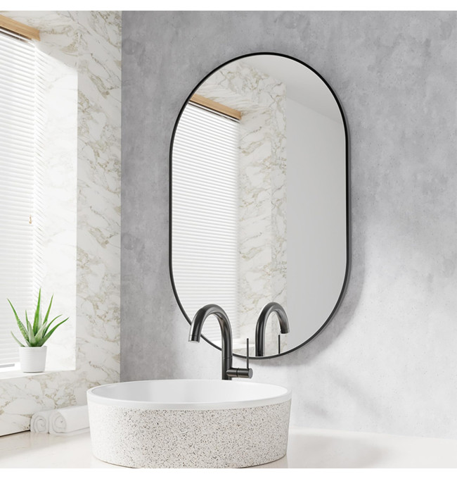 Oválné zrcadlo černé 80 cm