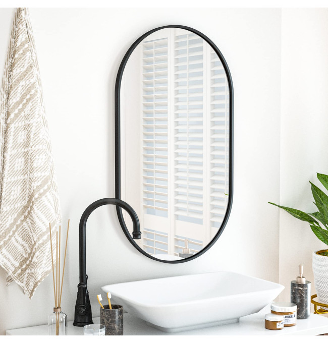 Oválné zrcadlo černé 80 cm