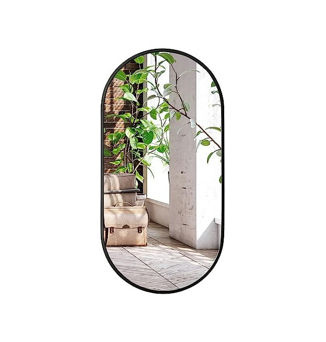 Oválné zrcadlo černé 80 cm