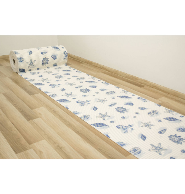 Koupelnová pěnová rohož softy-tex 820 krémová / modrá, mušle - Výprodej