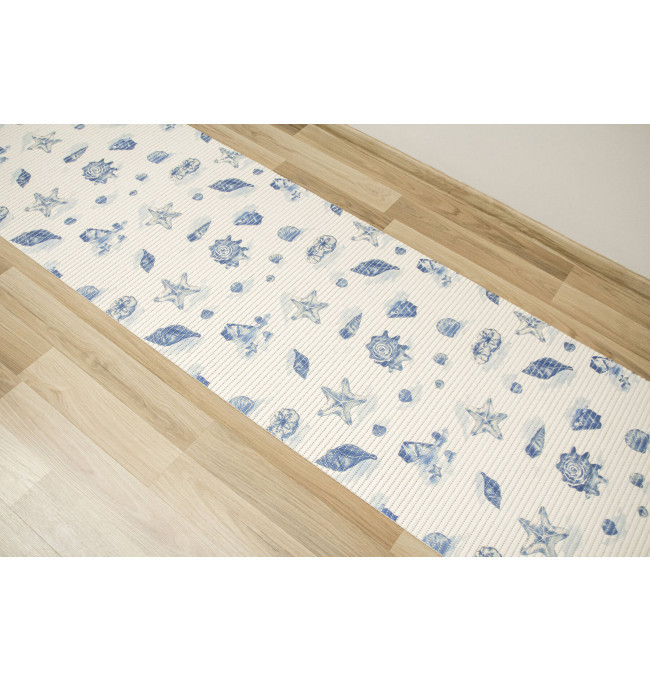 Koupelnová pěnová rohož softy-tex 820 krémová / modrá, mušle - Výprodej